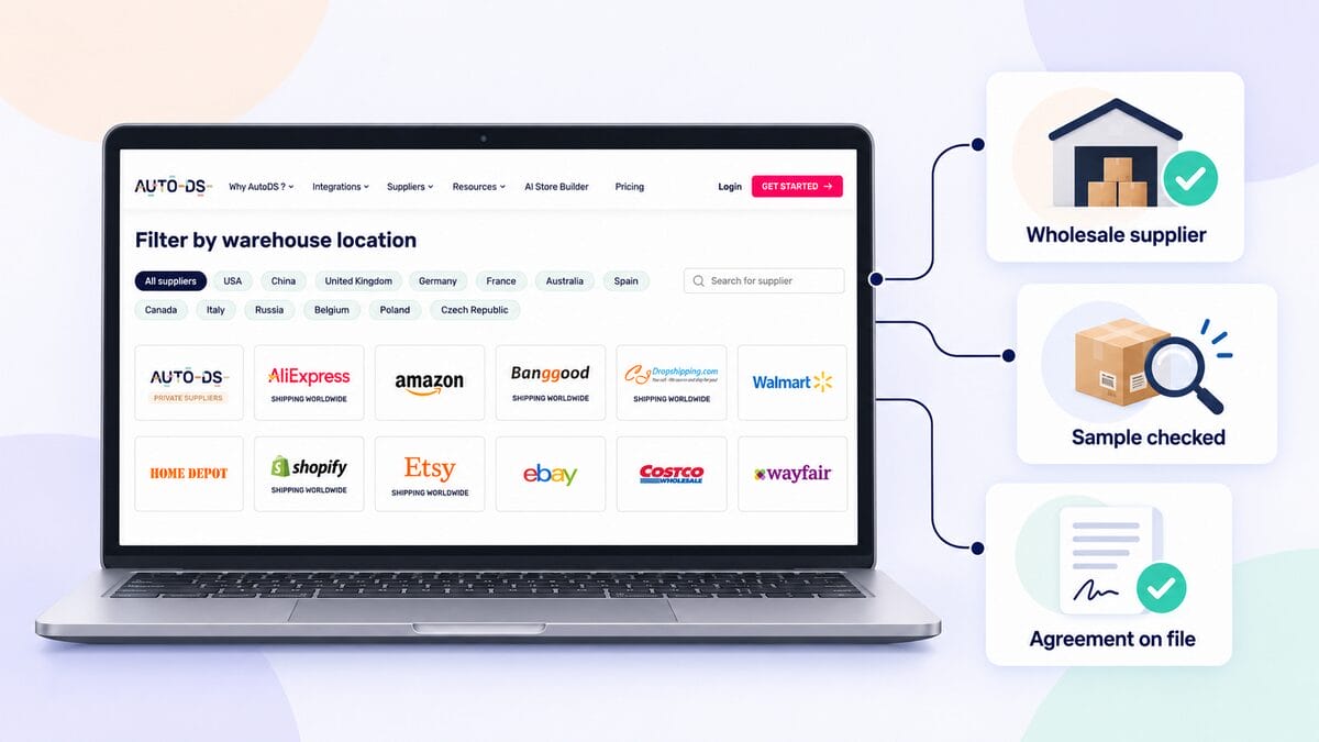 Choosing a supplier from the AutoDS supplier page for eBay dropshipping