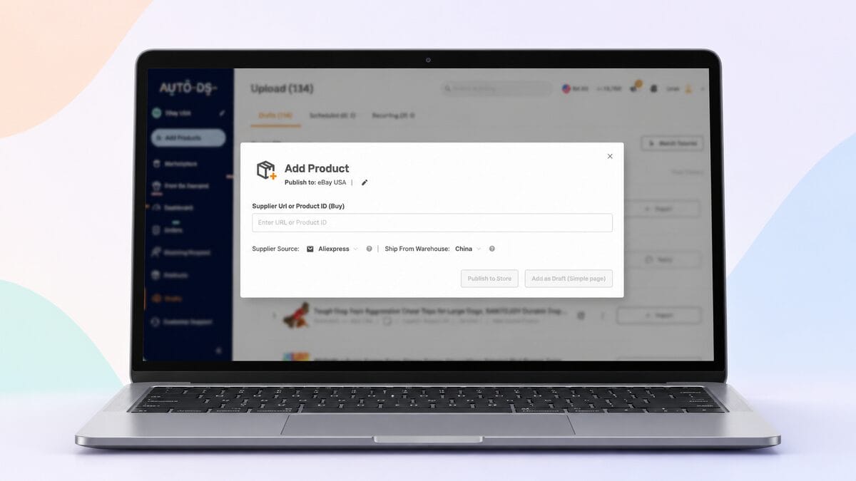 Laptop Displaying AutoDS eBay Listing Modal