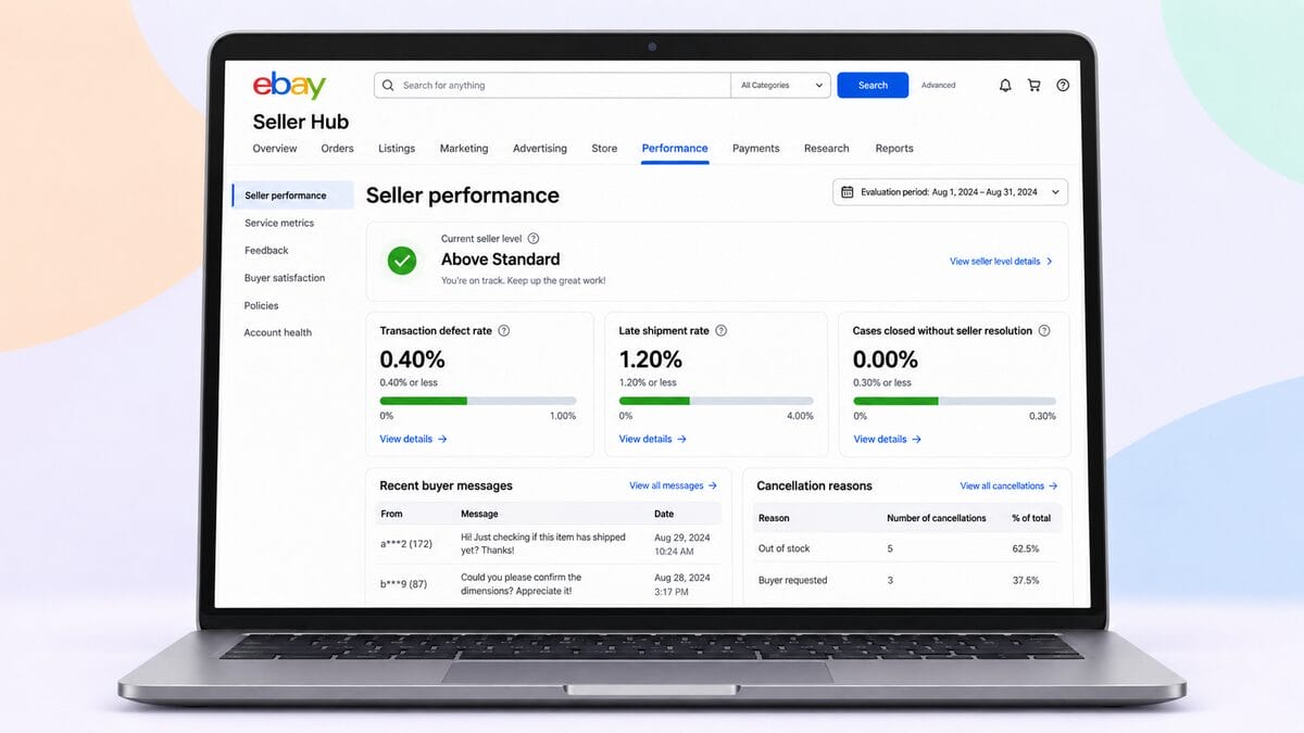 eBay Seller Hub Performance Dashboard