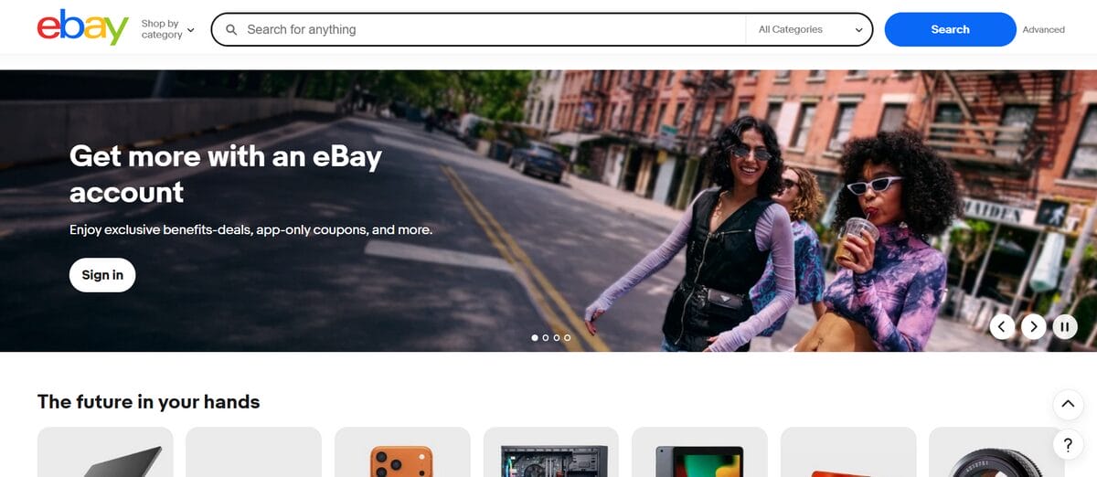 eBay marketplace homepage