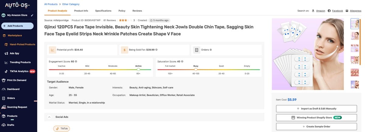 Face lifting tape, among the best dropshipping beauty products