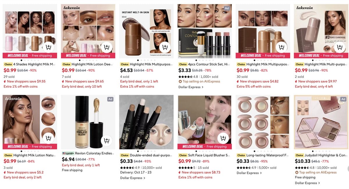 Highlight Milk, among the best dropshipping beauty products