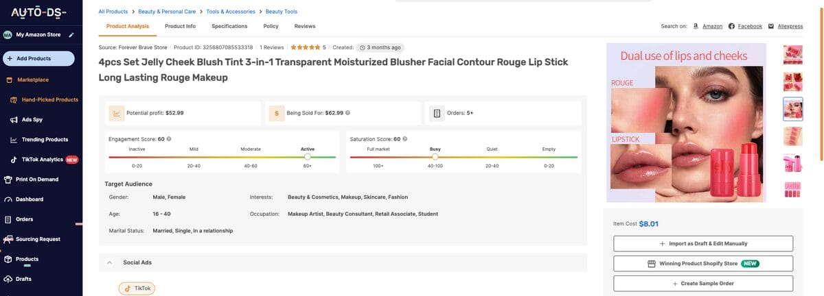 Multi-use blush sticks, among the best dropshipping beauty products