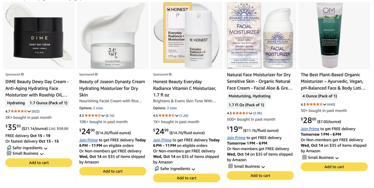 Organic vegan moisturizer, among the best dropshipping beauty products