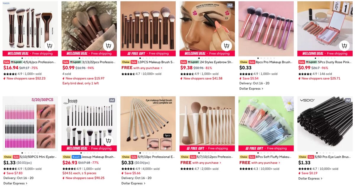 Makeup brush set, among the best dropshipping beauty products