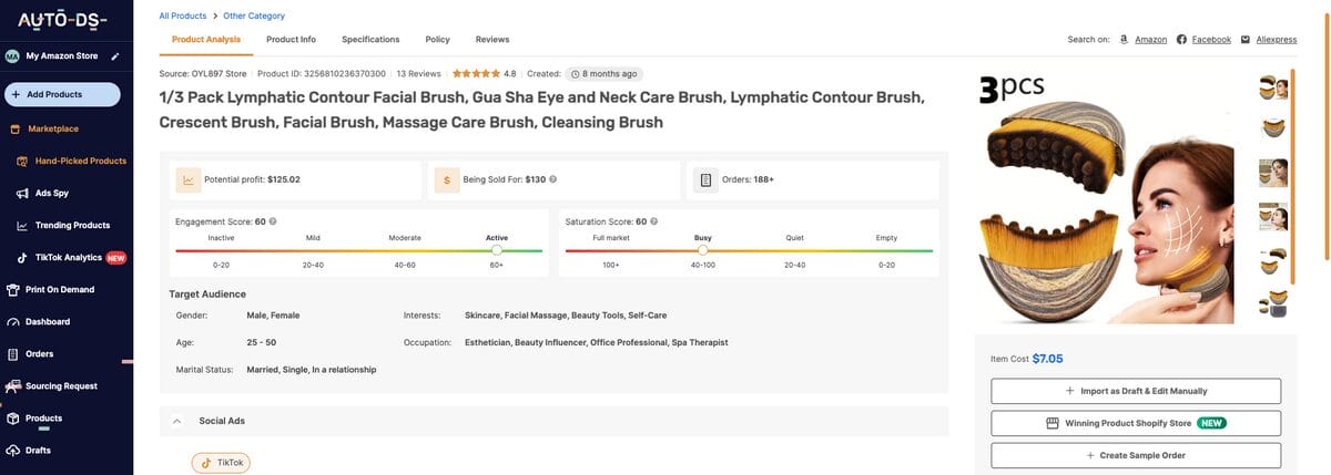 Lymphatic face brush, among the best dropshipping beauty products