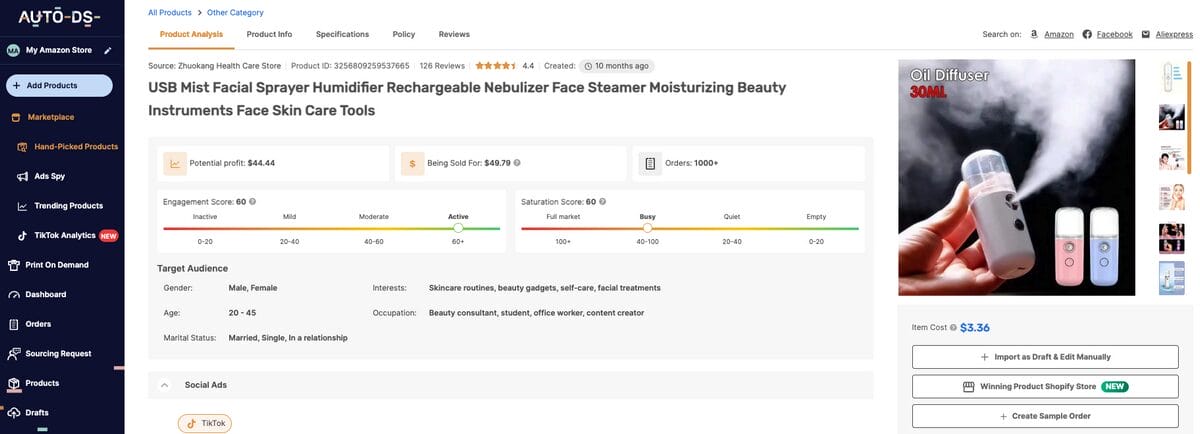 Facial steamer, among the best dropshipping beauty products