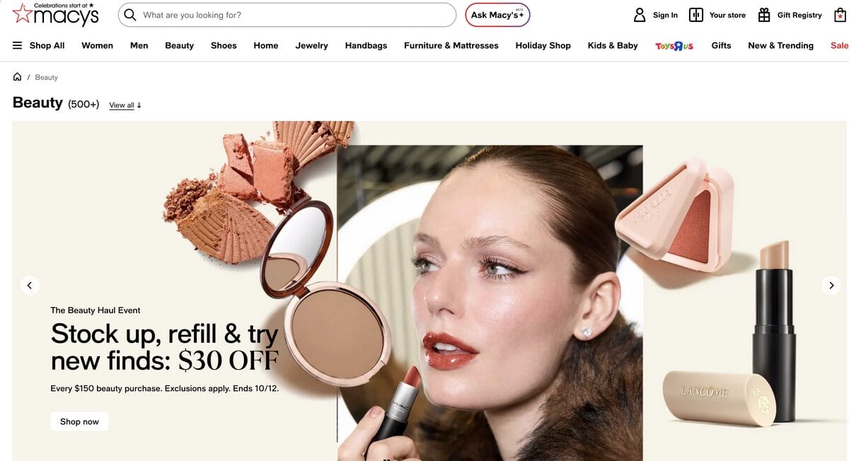 Macy's for dropshipping beauty products