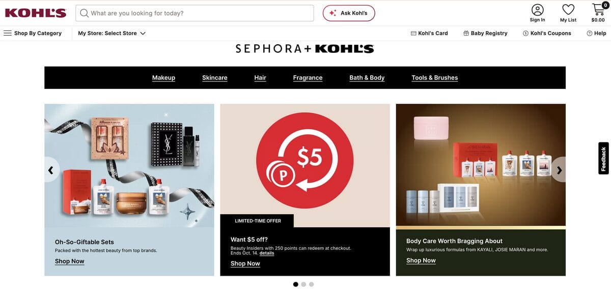Kohl's for dropshipping beauty products