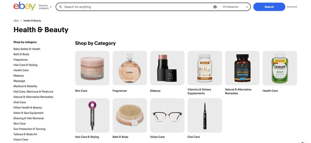eBay for dropshipping beauty products