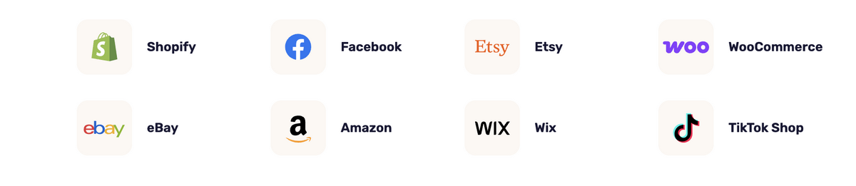AutoDS's supported selling channels for dropshipping beauty products