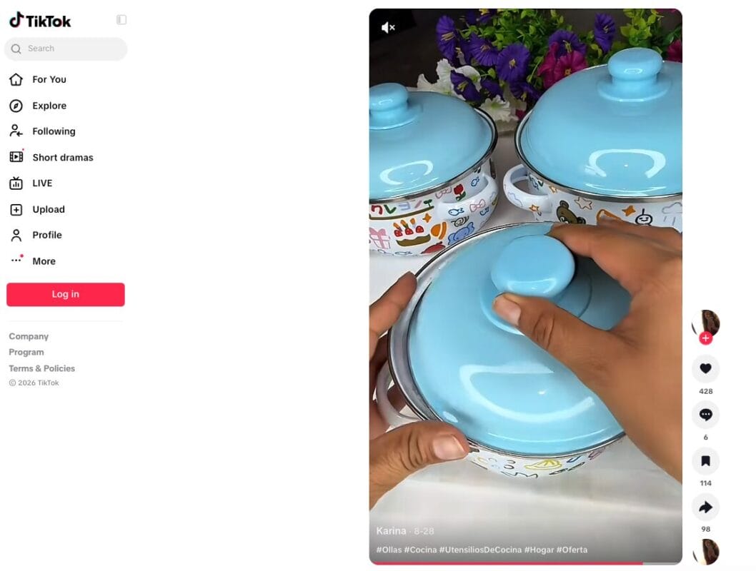 TikTok ad of an Enamel 3-Piece Cookware Set, one of the best dropshipping products for November 2026