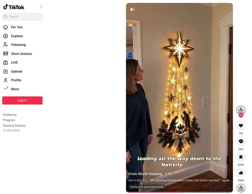 TikTok ad of a Lighted Nativity Wall Decor, one of the best dropshipping products for November 2026