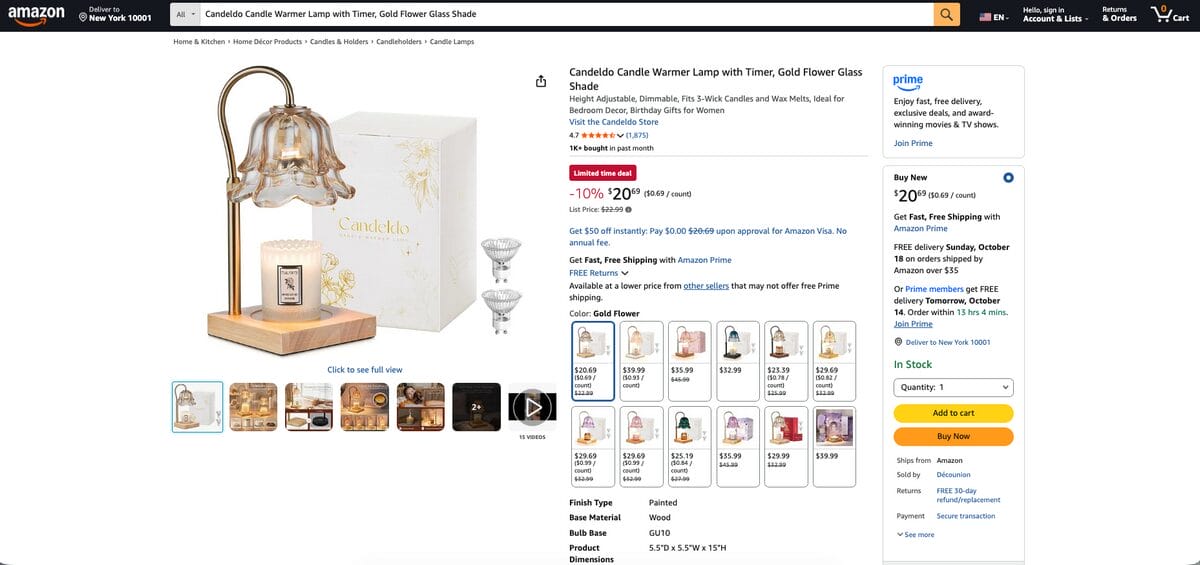 Candle warmer lamp, one of the best dropshipping products for November 2026