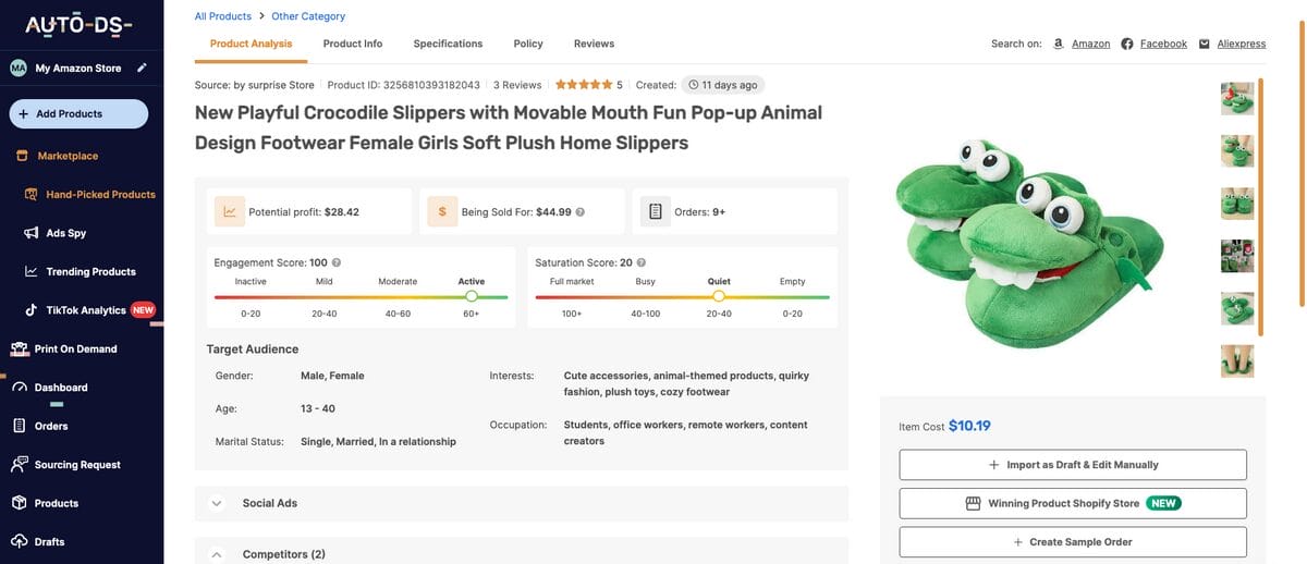 Crocodile slippers, one of the best dropshipping products for November 2026