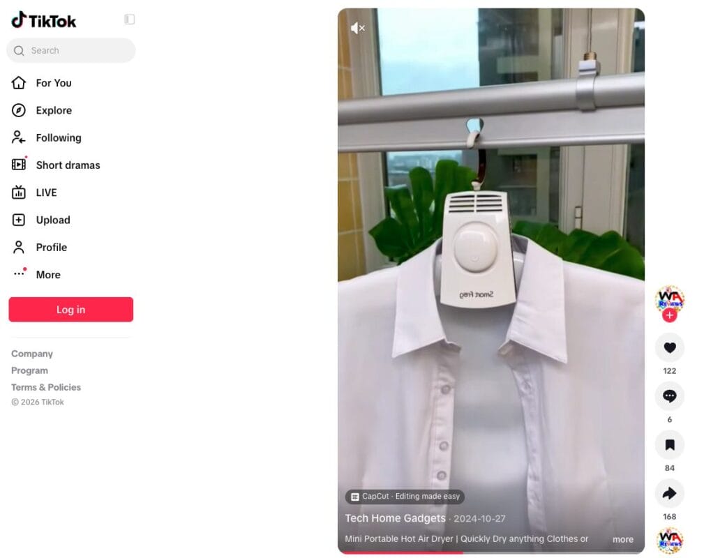 TikTok ad of an Electric Heated / Ironing Clothes Hanger, one of the best dropshipping products for November 2026