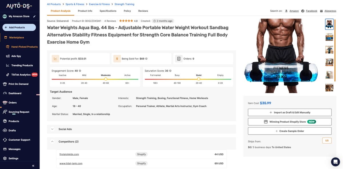 Water weight bag, one of the best dropshipping products for November 2026