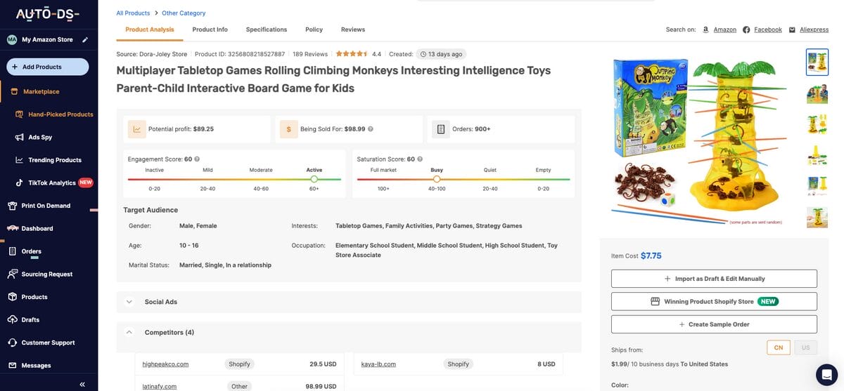 Climbing Monkey Tabletop Game, one of the best dropshipping toys to sell in 2027