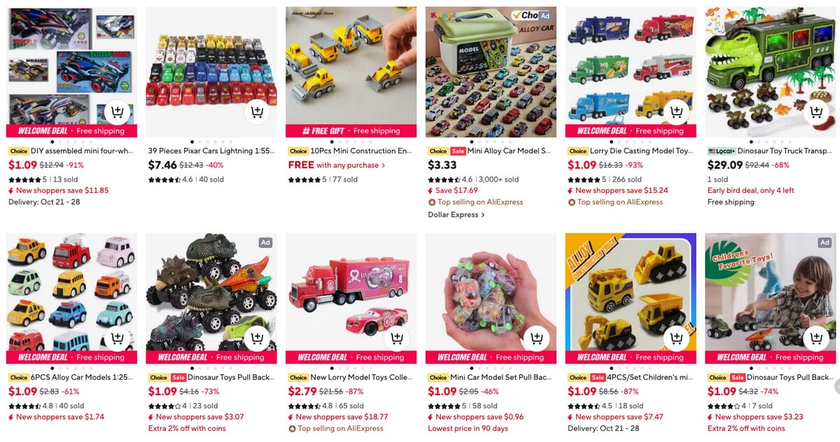 Mini Toy Car Set, one of the best dropshipping toys to sell in 2027