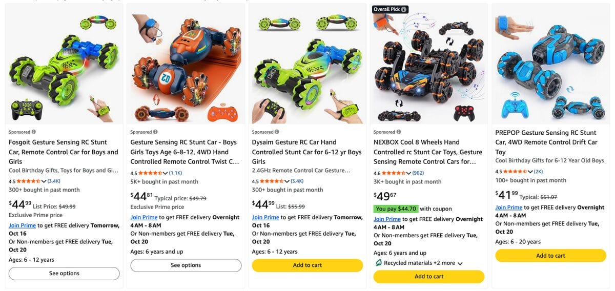 Gesting Sensure Remote Control Car, one of the best dropshipping toys to sell in 2027
