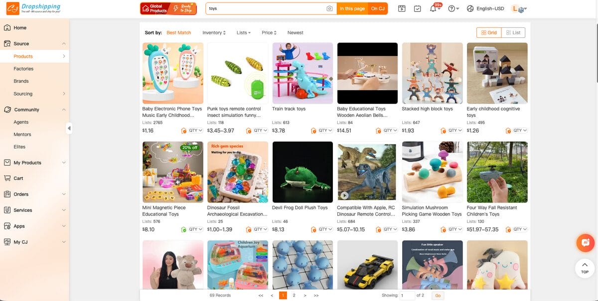 CJDropshipping, a supplier for dropshipping toys
