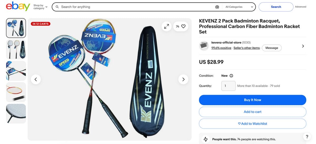 eBay Badminton Racket Set