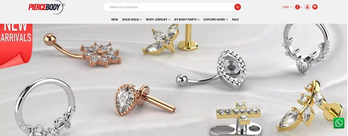 PierceBody jewelry supplier website