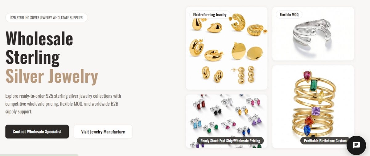 SilverBene wholesale jewelry supplier page