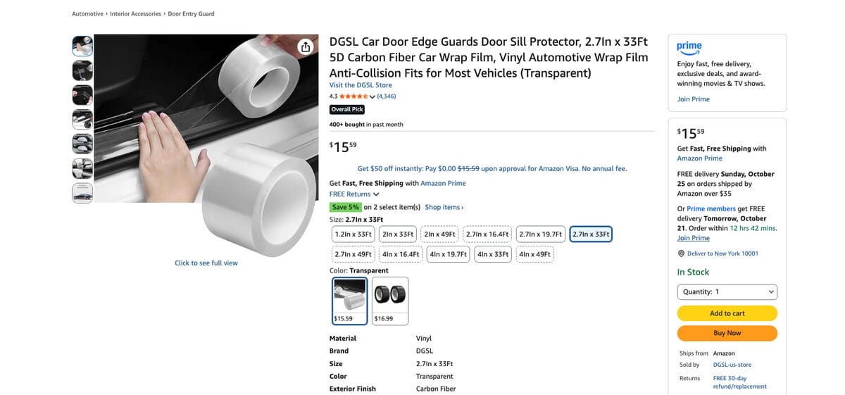 Door Protective Film, one of the best auto parts dropshipping products