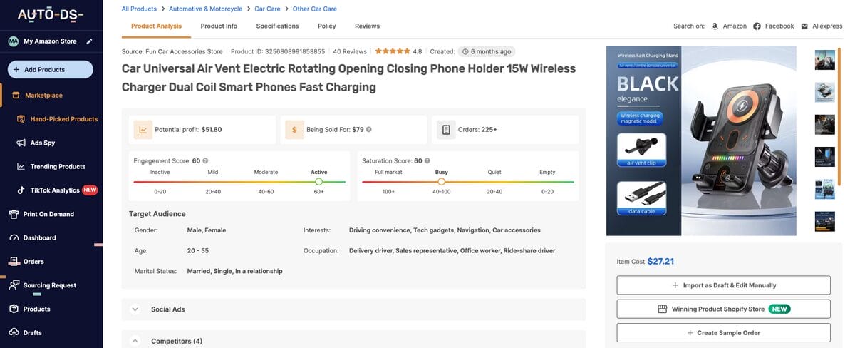 Wireless Charger, one of the best auto parts dropshipping products