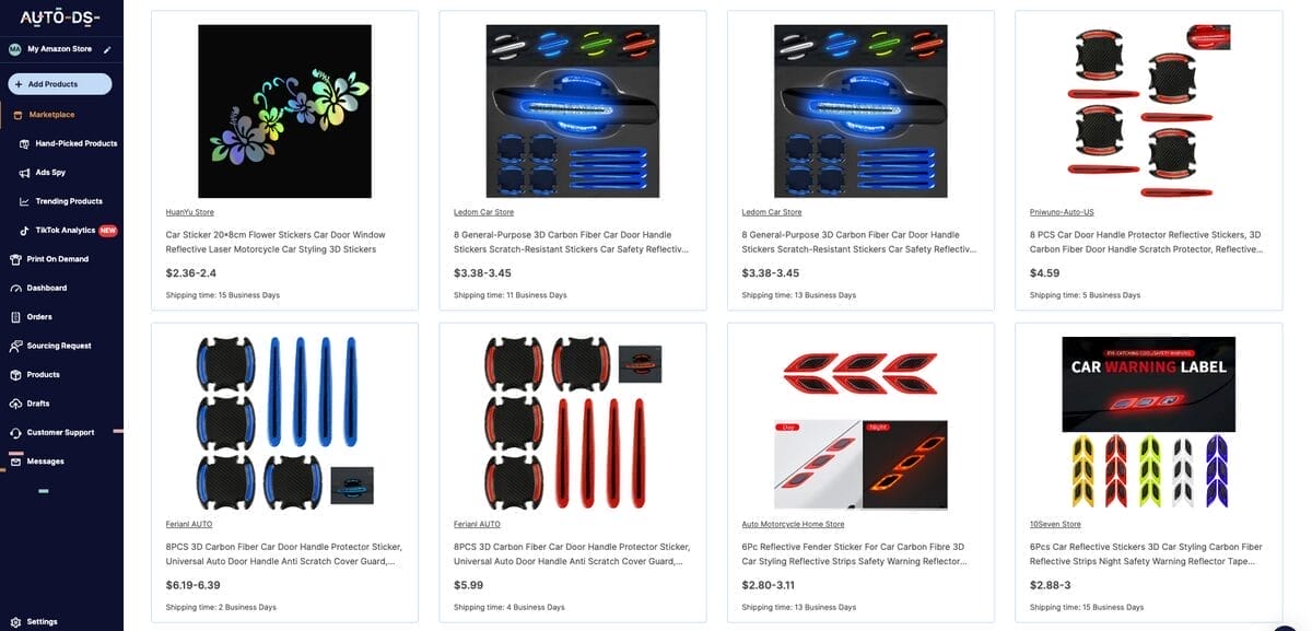 3D Car Reflective Door Stickers, one of the best auto parts dropshipping products