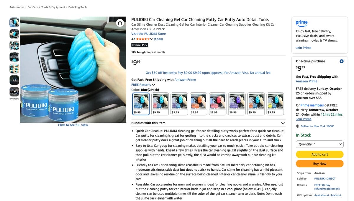 Car Cleaning Gel, one of the best auto parts dropshipping products
