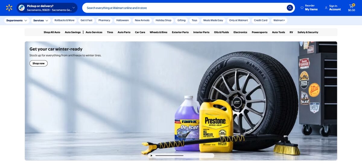 Walmart, one of the best suppliers for auto parts dropshipping and car accessories