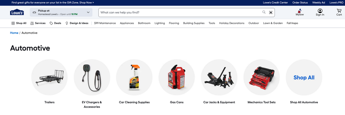 Lowe's, one of the best suppliers for auto parts dropshipping and car accessories