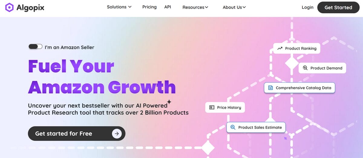 Homepage of AlgoPix, one of the best eBay research tools
