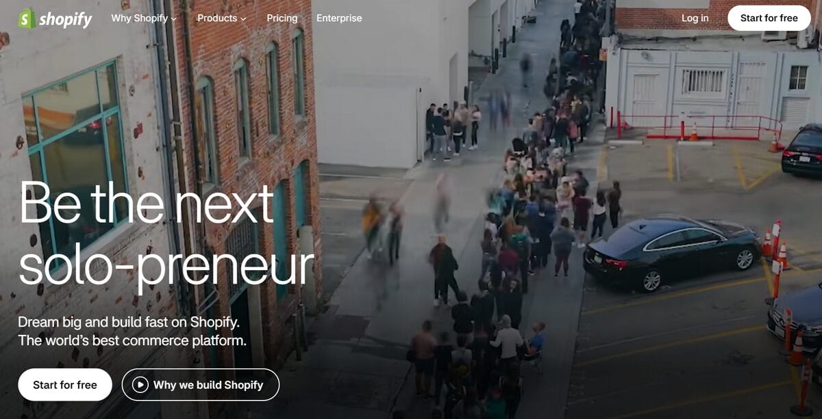 Shopify homepage