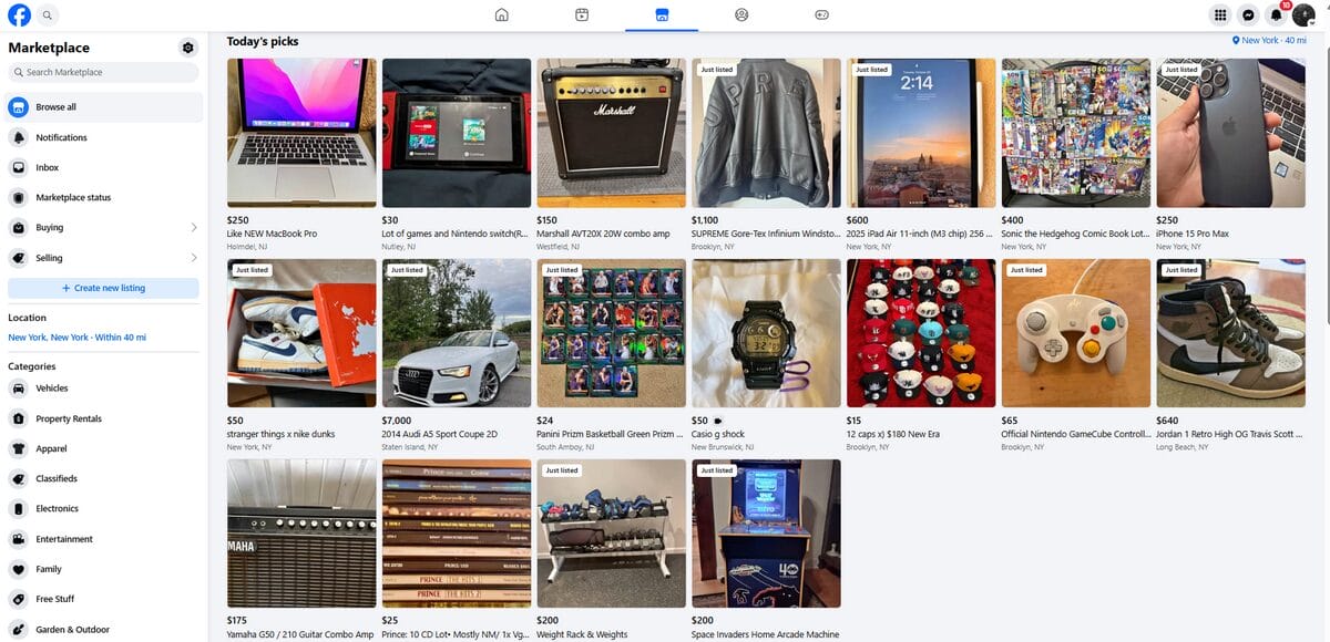 Facebok Marketplace example