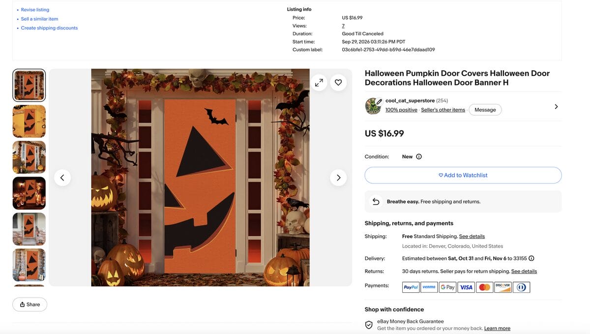 eBay listing example